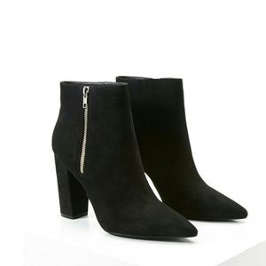 Black high chunky ankle zipper booties boots